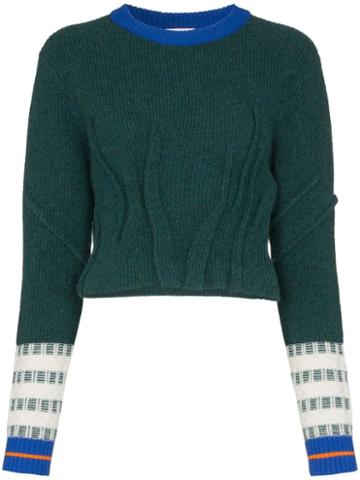 I-am-chen Knitted Cropped Sweater - Green