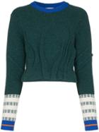 I-am-chen Knitted Cropped Sweater - Green