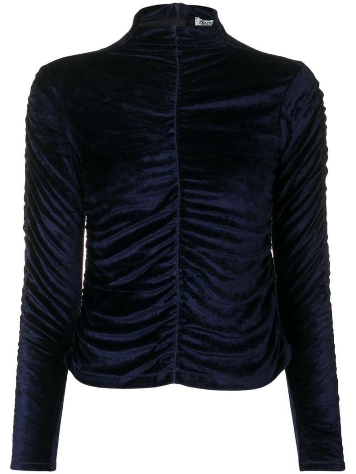 Kenzo Ruched Turtleneck Top - Blue