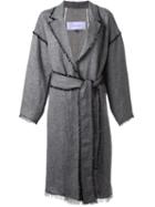 Le Ciel Bleu Belted Overcoat, Women's, Size: 36, Grey, Linen/flax
