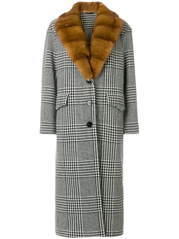 Ermanno Scervino Houndstooth Check Coat - White