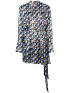 Mary Katrantzou Sonia Dress Printed Viscose Twill Tiger Print - Blue