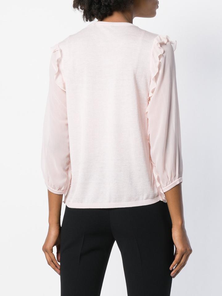 Max Mara Studio Ruffle Trim Sweater - Pink & Purple