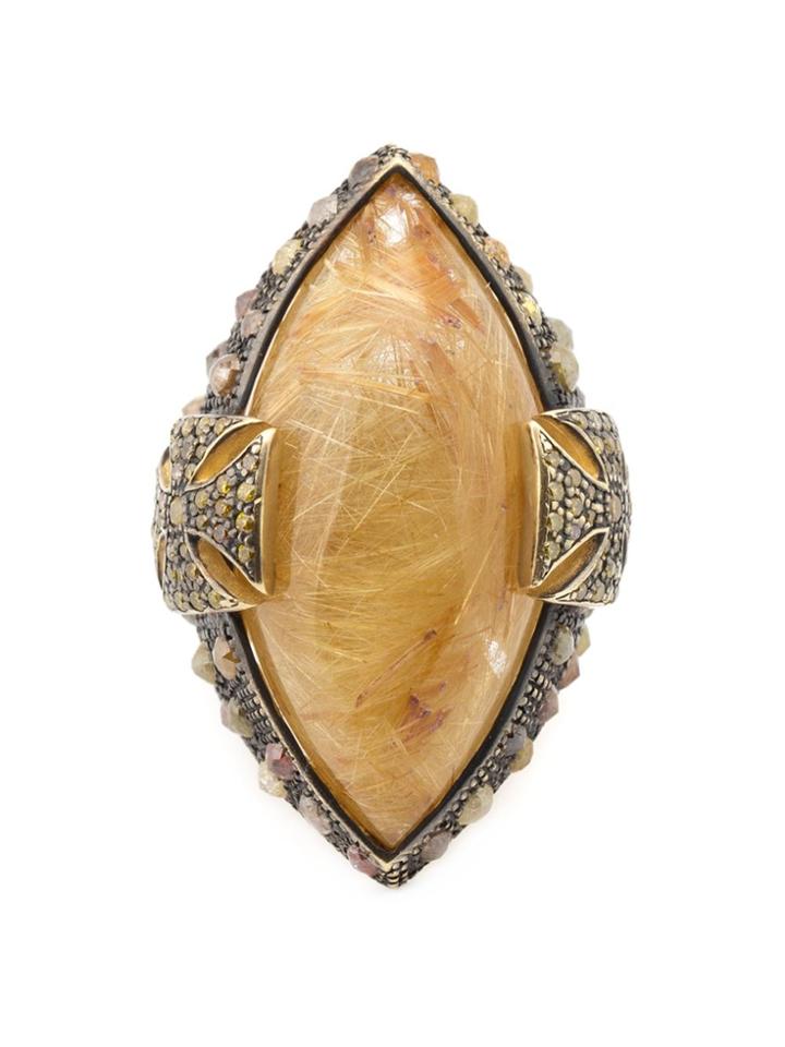 Loree Rodkin Quartz And Diamond Maltese Cross Ring - Metallic