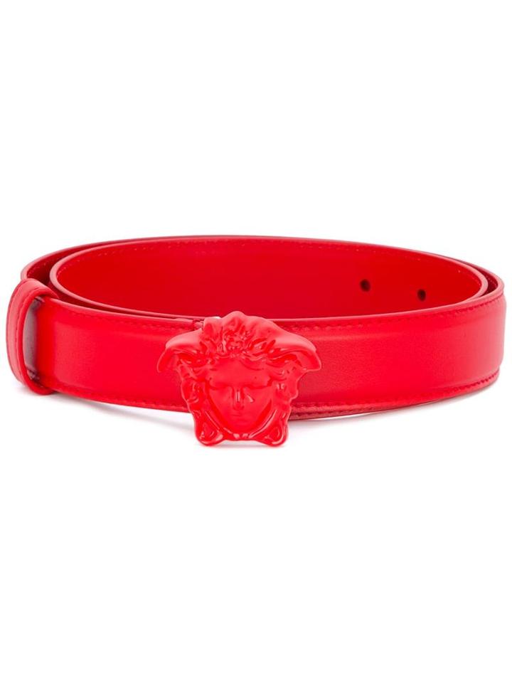 Versace Palazzo Medusa Belt, Women's, Size: 80, Red, Calf Leather