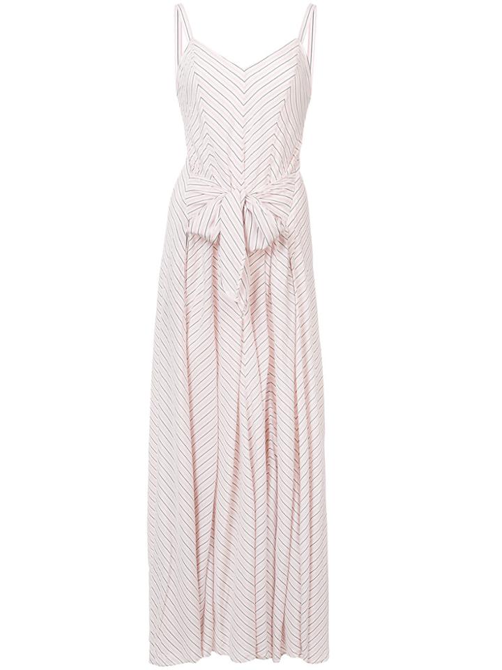 Gabriela Hearst Tie Waist Stripe Print Dress - Pink & Purple
