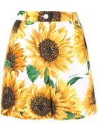 Dolce & Gabbana Sunflower Print Shorts - White