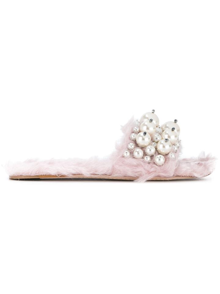 Miu Miu Pearl-embellished Sandals - Pink & Purple