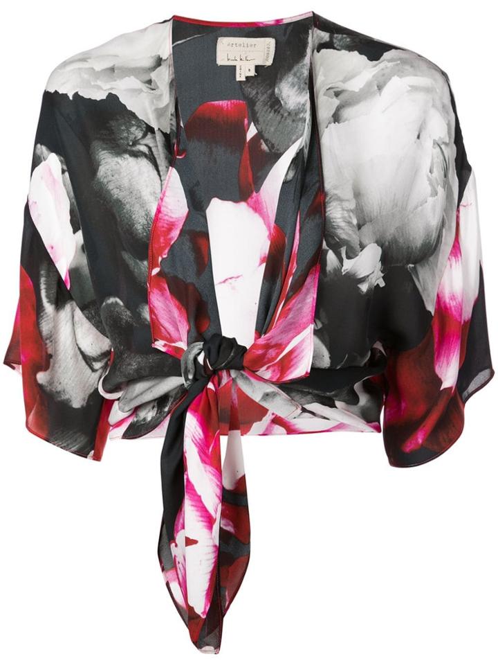 Nicole Miller Cropped Printed Blouse - Multicolour
