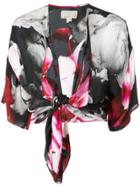 Nicole Miller Cropped Printed Blouse - Multicolour