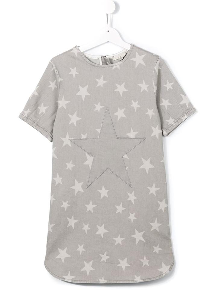 Stella Mccartney Kids 'bess' Star Print Denim Dress, Girl's, Size: 14 Yrs, Grey