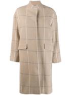 Peserico Checked Coat - Brown