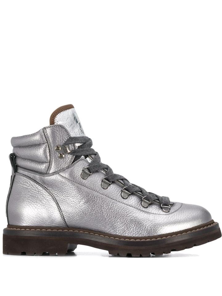 Brunello Cucinelli Metallic Work Boots - Silver