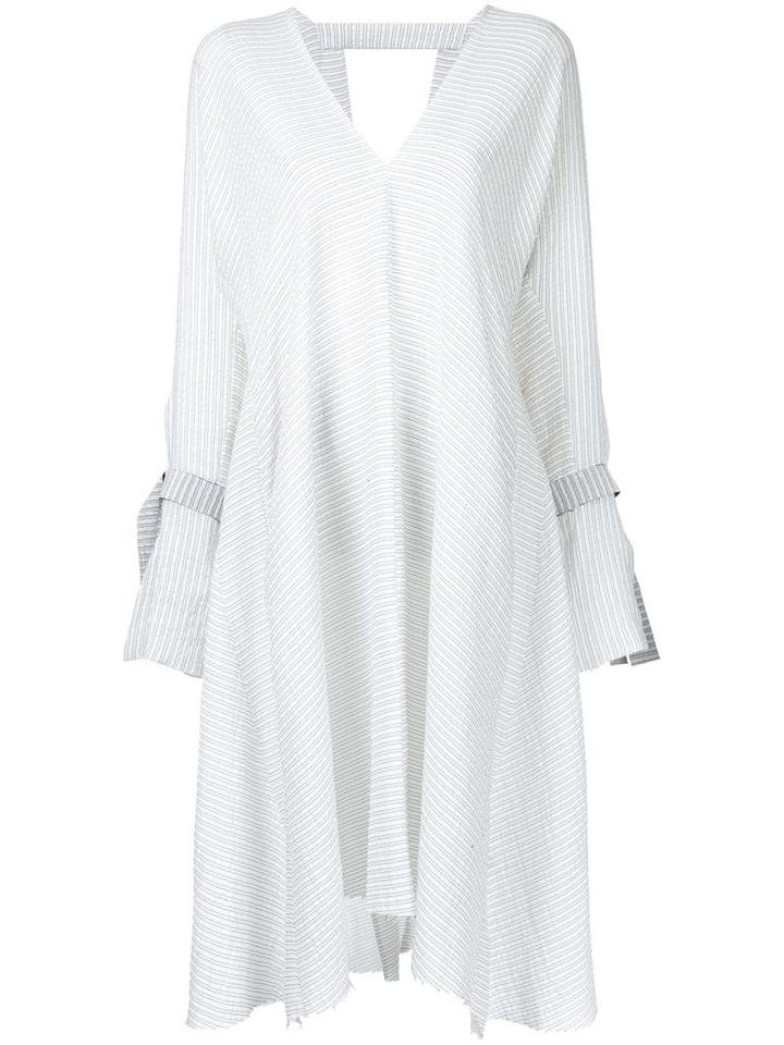 Kitx Seersucker V-neck Dress, Women's, Size: 14, White, Silk/hemp/recycled Polyester
