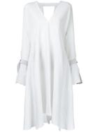 Kitx Seersucker V-neck Dress, Women's, Size: 14, White, Silk/hemp/recycled Polyester