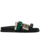 Sacai Belt Embellished Flat Slippers - Black