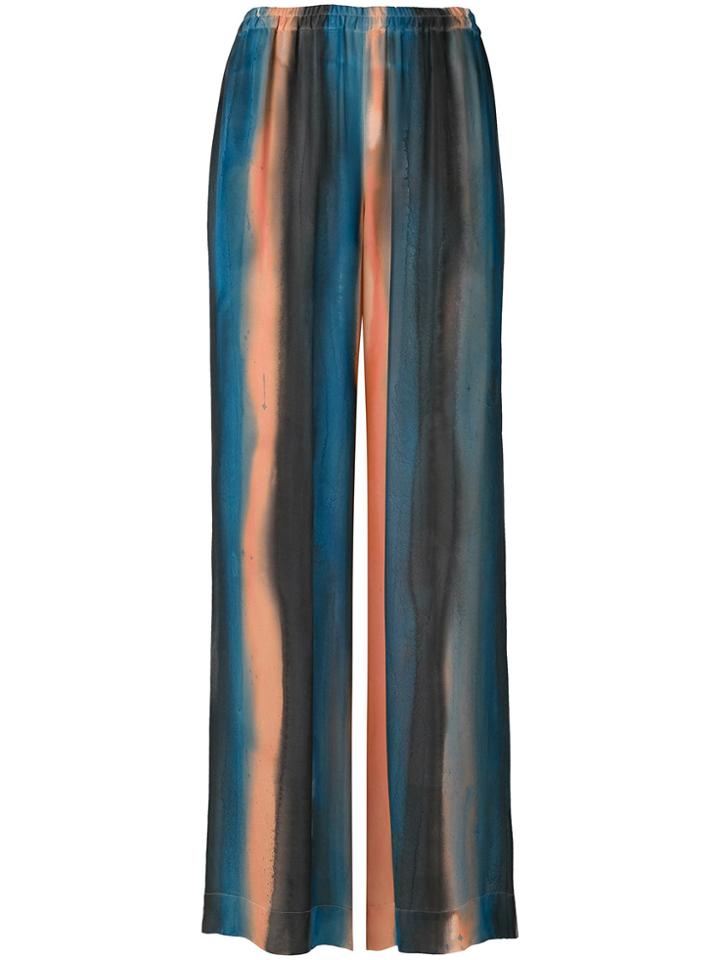Raquel Allegra Striped Wide-legged Trousers - Blue