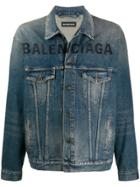 Balenciaga Logo-printed Denim Jacket - Blue
