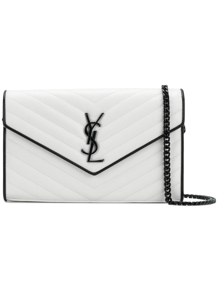 Saint Laurent Monogram Chain Wallet - White