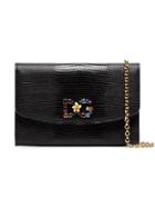 Dolce & Gabbana Black Crystal Embellished Leather Wallet Bag