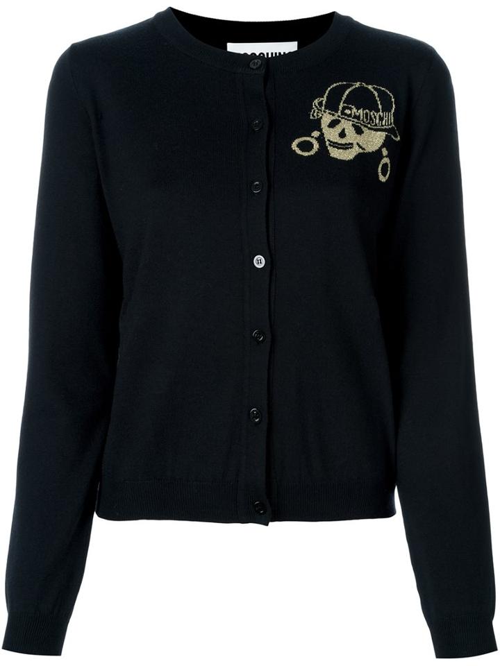 Moschino Skeleton Intarsia Cardigan, Women's, Size: 38, Black, Wool/virgin Wool