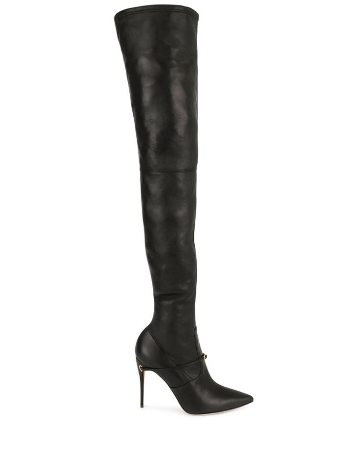 Jennifer Chamandi Thigh-high Removable-strap Boots - Black
