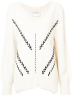 Carolina Herrera V-neck Ribbon Detail Sweater - White