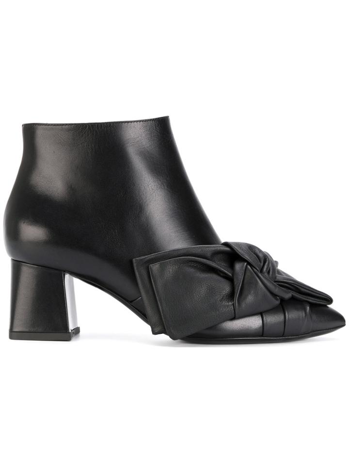 Pollini Bow Ankle Boots - Black