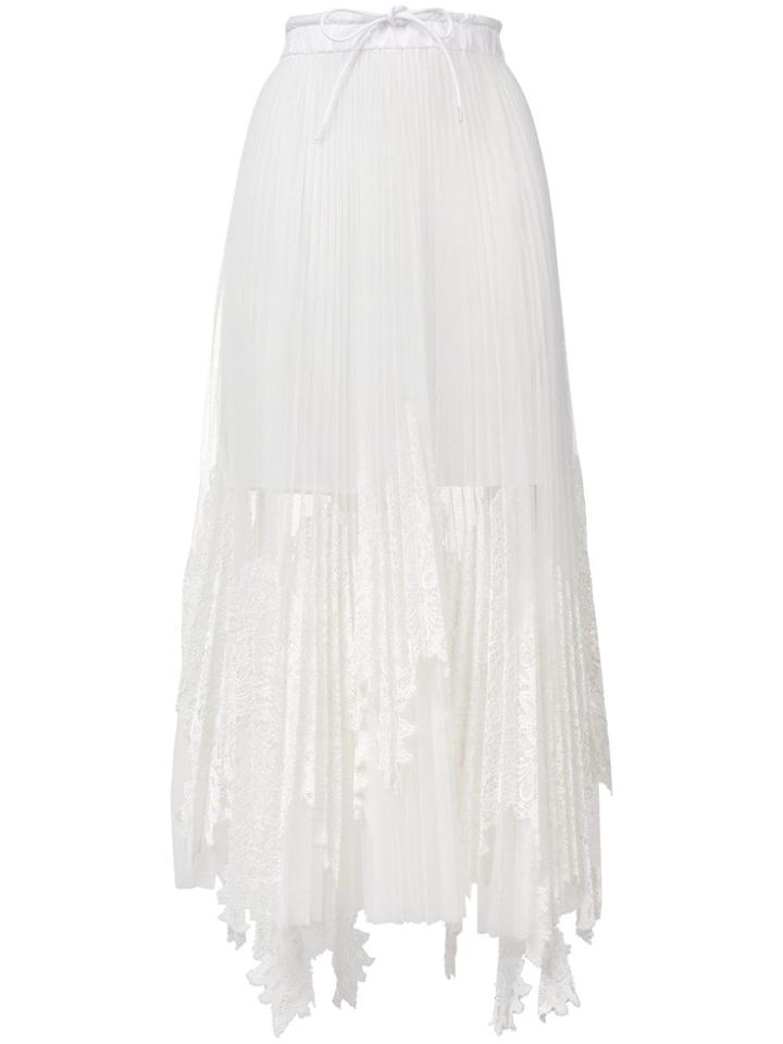 Sacai Sheer Lace Pleated Maxi Skirt - White