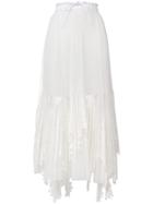 Sacai Sheer Lace Pleated Maxi Skirt - White