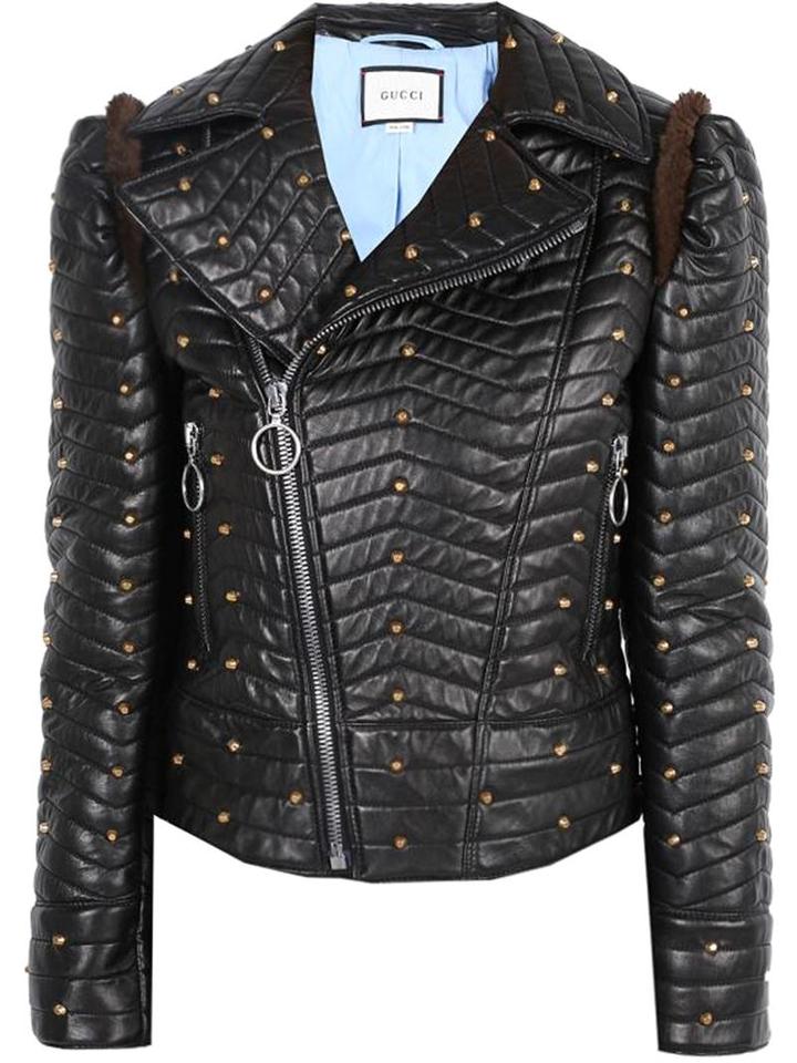 Gucci Quilted Biker Jacket, Women's, Size: 40, Black, Leather