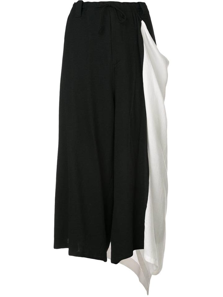Yohji Yamamoto Draped Bicolour Wide Leg Trousers - Black