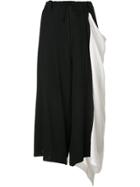 Yohji Yamamoto Draped Bicolour Wide Leg Trousers - Black