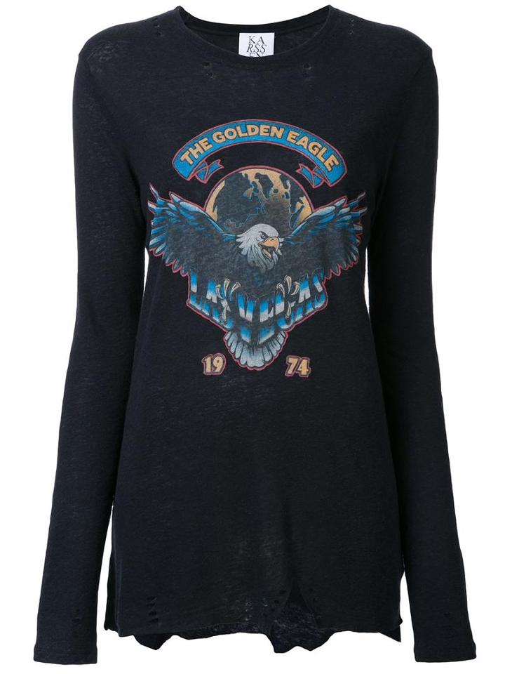 Zoe Karssen Eagle Print Longsleeved T-shirt, Women's, Size: Medium, Black, Linen/flax/viscose