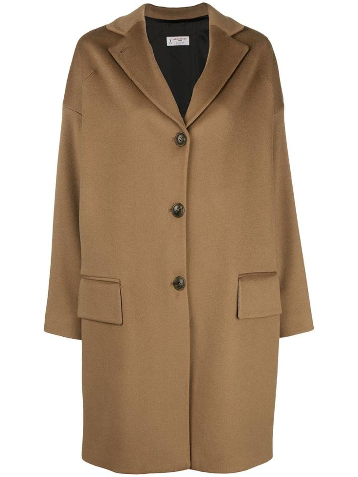 Alberto Biani Oversized Single-breasted Coat - Brown