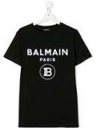 Balmain Kids Teen Contrast Logo T-shirt - Black