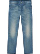 Gucci Denim Tapered Pant With Tiger - Blue