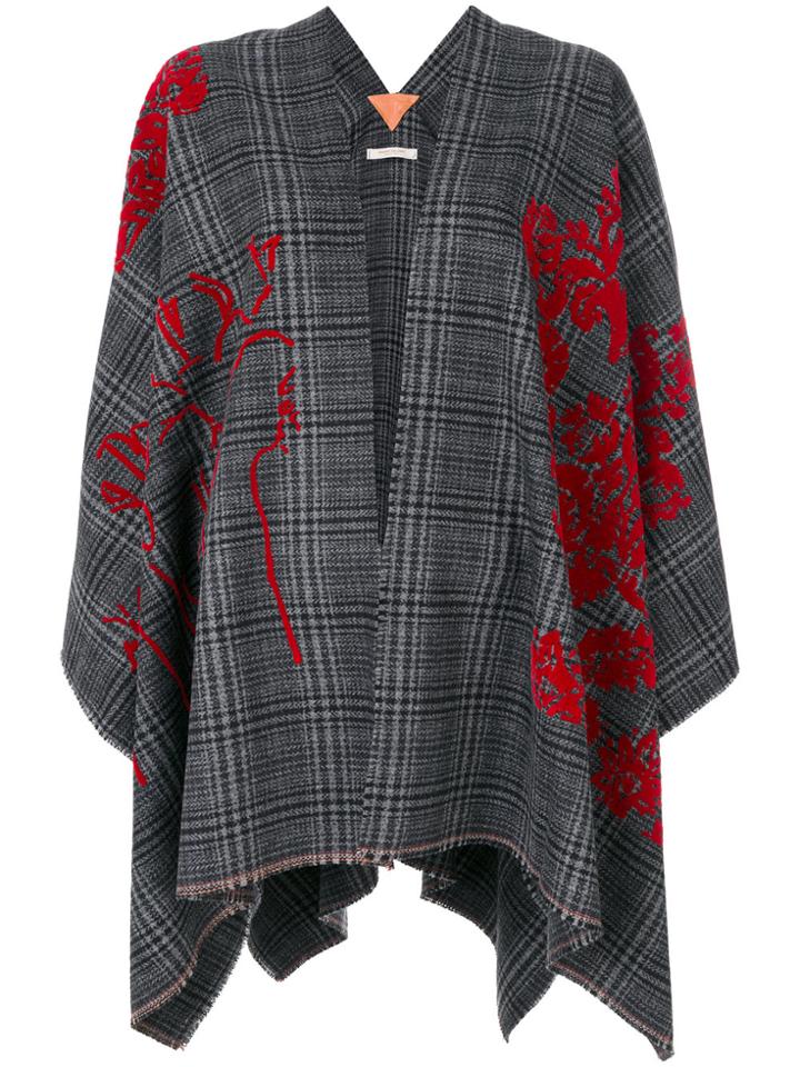 Ermanno Gallamini Floral Pattern Cape - Grey