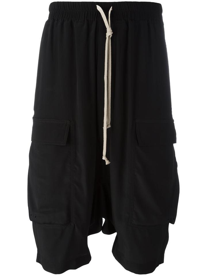 Rick Owens Pod Cargo Shorts, Men's, Size: 48, Black, Silk/acetate