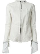 Isaac Sellam Experience Zip Jacket, Women's, Size: M, White, Calf Leather/linen/flax