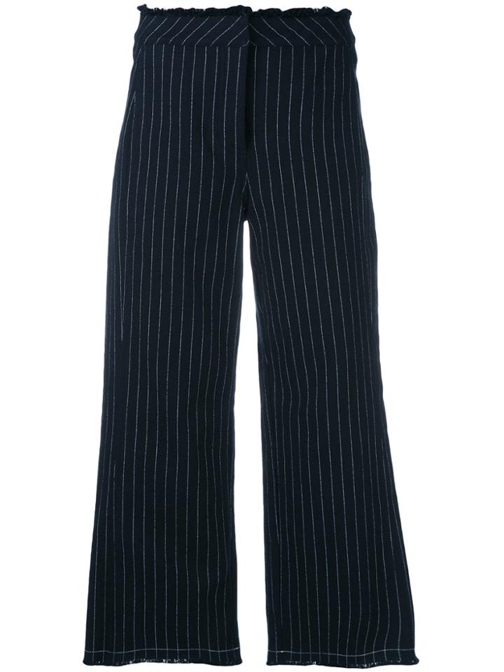 T By Alexander Wang Cropped Pinstriped Trousers - Blue