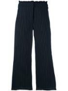 T By Alexander Wang Cropped Pinstriped Trousers - Blue