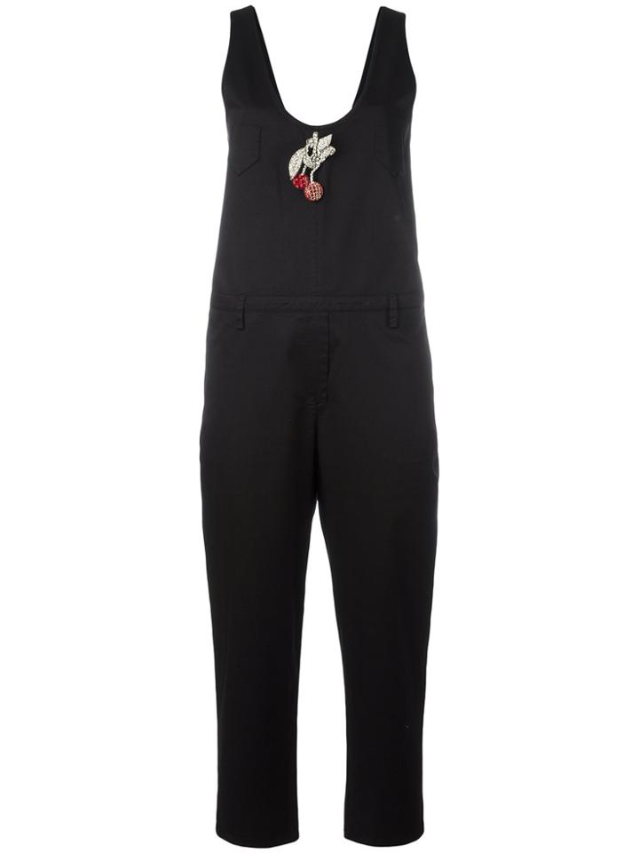 No21 Cherry Brooch Jumpsuit - Black