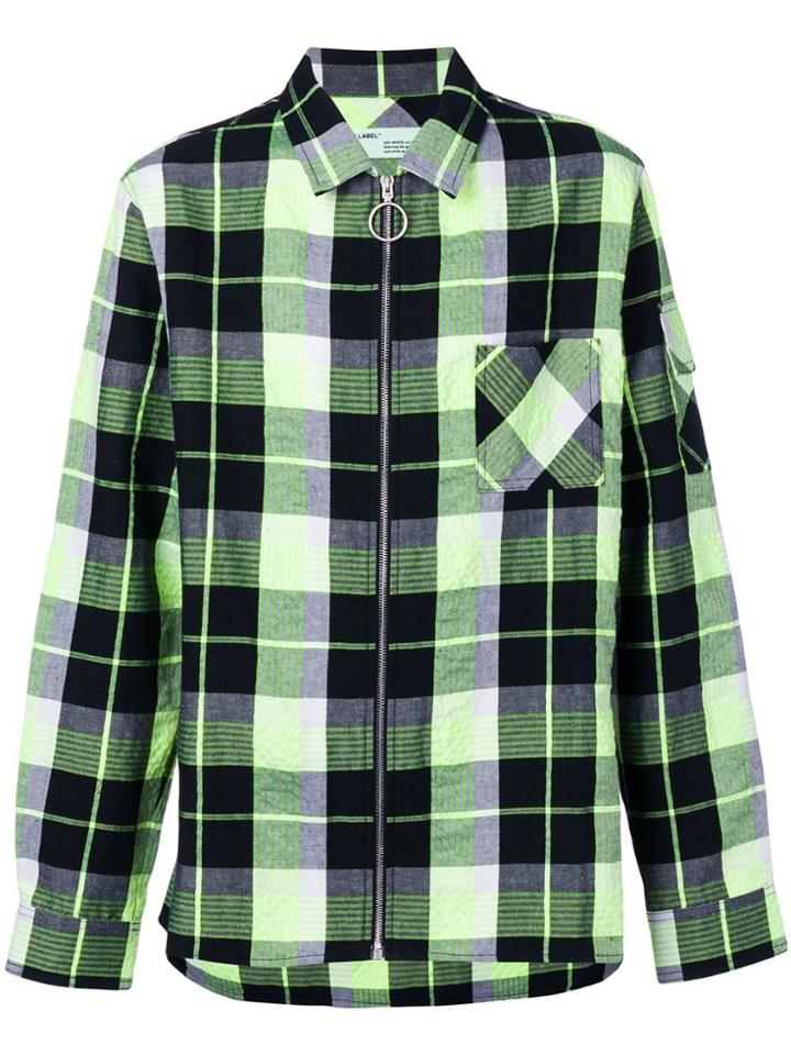 Off-white Zip Checked Shirt - Green