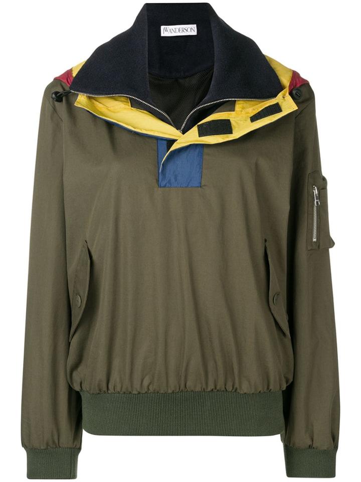 Jw Anderson Women's Funnel Neck Cotton Blouson - Green