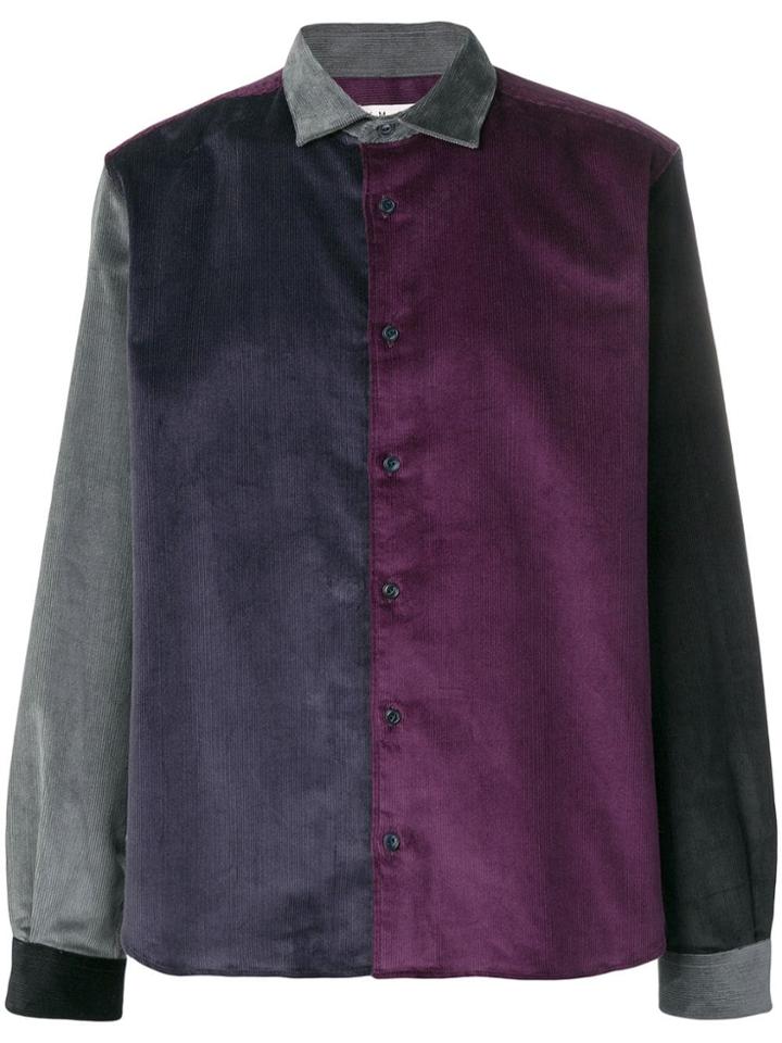 Ymc Colour-block Fitted Shirt - Grey
