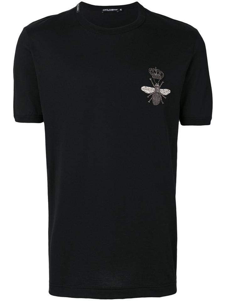 Dolce & Gabbana Crowned Bee Appliqué T-shirt - Black