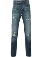Dolce & Gabbana Slim Distressed Jeans, Men's, Size: 48, Blue, Cotton
