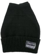 Yohji Yamamoto Logo Plaque Knitted Hat, Men's, Size: Medium, Black, Acrylic/nylon/wool