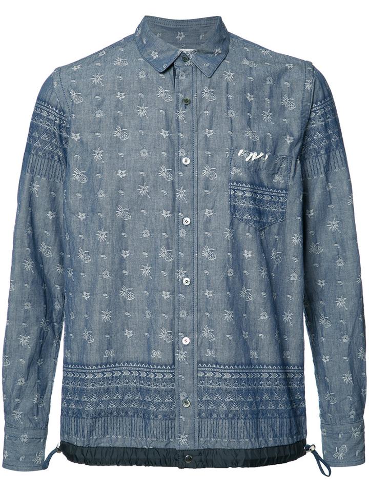 Sacai Long-sleeved Sweatshirt, Men's, Size: 2, Blue, Cotton